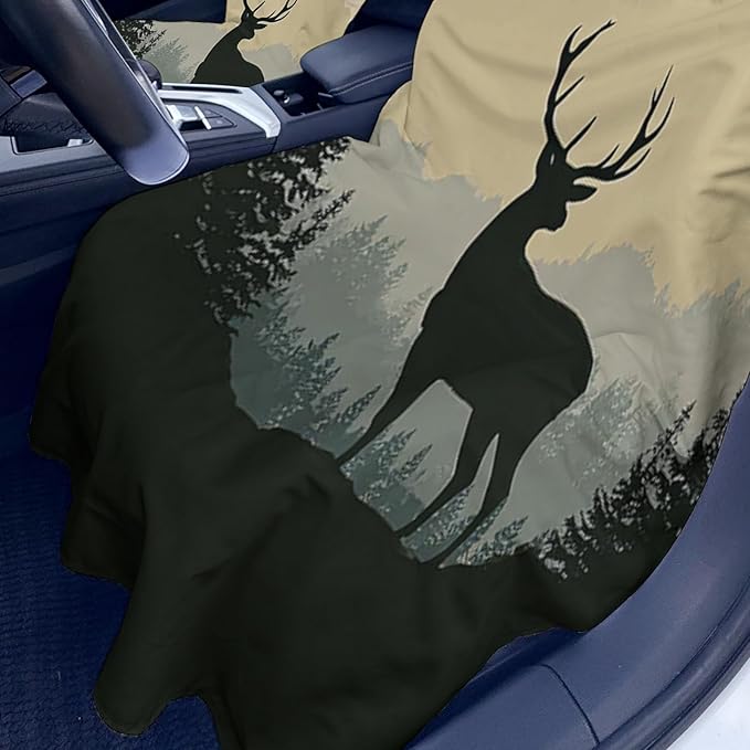 2 Pack Car Towel Seat Covers with Storage Bag, Multifunctional Towel for Gym Outdoor Sport, Picnic, Beach, Pet Dog Travel,Non-Slip Washable Car Seat Protector (Elk and The Sun)