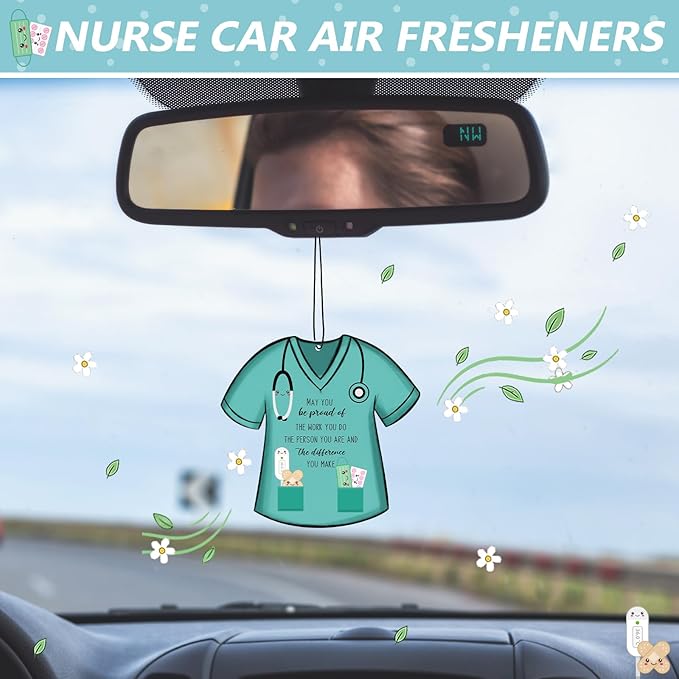 24 Pcs Nurse Appreciation Gift Bulk Funny Air Freshener Car Scented Thank You Hanging Decor Gifts for Doctors Practitioner Medical Assistant Medical Staff