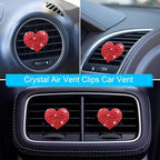 5 Pcs Bling Red Lips Air Vent Clips, Heart Shape Crystal Car Air Vent Clip Charms Car Air Fresheners for Women Rhinestone Diffuser Vent Clip Cute Car Decor Bling Car Accessories for Women (Red hearts)