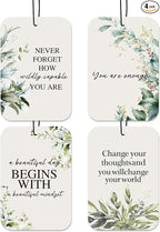 Greenery Car Fresheners, 4pcs Cute Car Accessories Interior, Mirror Decor For Women Man, Air Freshener Hanging For Bathroom Dorm Books Bedroom Closet Drawer, Inspiration Accessories Gifts -02