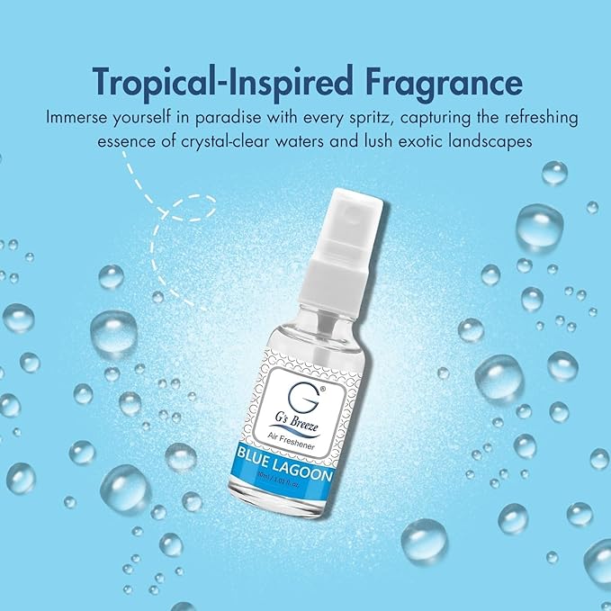G's Breeze Blue Lagoon Air Freshener - Refreshing Tropical Oasis Fragrance - Invigorating Scent Inspired by Crystal-Clear Water & Exotic Escapes - Long-Lasting Freshness for Home, Car, or Office