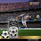 Soccer Car Air Freshener by HookUp - 50 Pack - Black Gold Scent (Extra Strong) | Unique Soccer Gift for Players, Coach, Fans | Hanging Car Accessory with Long Lasting Fresheners Smell