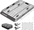 WILDROAD Car Roof Cargo Basket Combo of Upgraded 64"x 39"x 4" Roof Rack Cargo Basket with 21 Cubic ft Waterproof Cargo Bag, Cargo Net, Ratchet Straps and Anti-Rust Sealant