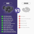 napfun Neck Pillow for Traveling, Upgraded Travel Neck Pillow for Airplane 100% Pure Memory Foam Travel Pillow for Flight Headrest Sleep, Portable Plane Accessories, Full Black
