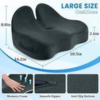 Seat Cushion, Memory Foam Office Chair Seat Cushion for Office Chairs/Car/Long Trip/Desk Chair/Gaming, Large Size for Sciatica & Hip & Tailbone Pain Relief, Sciatica Support (Deep Green)