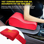 Car Armrest Cushion, Soft Memory Foam Auto Armrest Pillow with Storage Bag, Leather Center Console Arm Rest Padded Cushion with Phone Holder, Universal Car Accessories (Red)