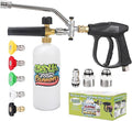 Foam Cannon for Pressure Washer Gun Kit with Dual Connector Accessory, Car Wash Foam Gun with 5 Pressure Washer Nozzle Tips 3/8'' Swivel Quick Connector and M22-14mm and M22-15 mm Fitting