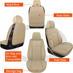 Nappa Leather Car Seat Covers Front Seats, Beige Car seat Protector, Waterproof Car Seat Cushion, Universal Automotive Seat Covers Fit for SUV Truck Pick-up Sedan and Most Cars