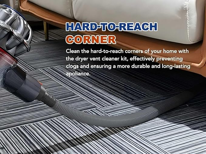 Sealegend Dryer Vent Cleaner Kit Compatible with Dyson Dryer Lint Vacuum Attachment Removes Deep Lint Adapter Compatible with Dyson V7 V8 V10 V11 V12 V15 etc Cordless Vacuum Cleaner Accessories