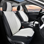 FLORICH Seat Covers Full Set Luxury Faux Leather Front and Rear Car Seat Cover Waterproof Automotive Seat Covers 5 Seats Car Seat Protector Universal Fit for Most Cars SUV Trucks, Black&White