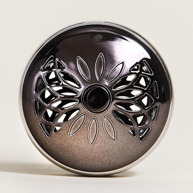 MAISON BERGER - Adjustable Refillable Car Air Freshener Vent Clip Diffuser Set - 1.75" Diameter x 1.25" Depth - Made in France (On/Off Flower - Gun Metal)