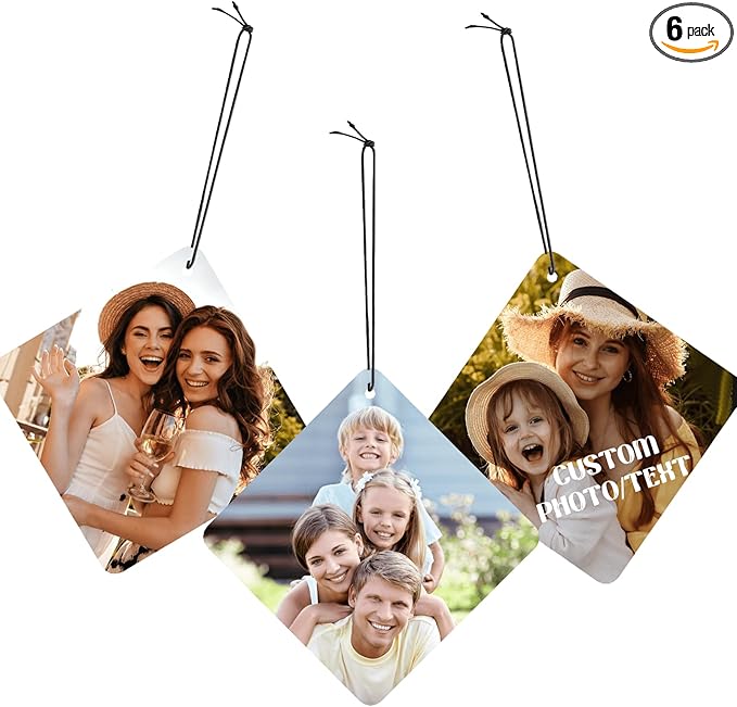6-100PCS Diamond Custom Car Freshener with My Photo, Custom Photo Air Freshener, Car Customization Accessories, Customized Gifts for Boyfriend Anniversaries, New Driver Gift