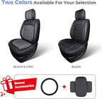 1:1 Custom Car Seat Covers Fit for Toyota RAV4 2019 2020 2021 2022 2023 2024 2025 2026 LE/XLE/XLE Premium/Limited (NOT for Hybrid) Full Set Faux Leather Waterproof Seat Protectors(5-Seat, Black&Grey)