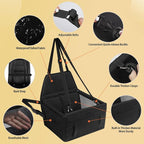 PetsHome Dog Car Seat Foldable Dog Car Booster Seat Waterproof Breathable Oxford Travel Bag for Small to Medium Dogs, Puppies, and Pets-Pure Black