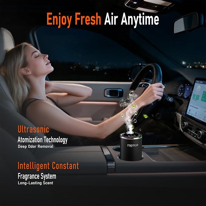Smart Car Air Freshener, Car Air Freshener Diffuser with Three Color Starry Sky Projection, Auto On/Off Aroma Diffuser, 3 Adjustable Mist Modes Rechargeable Aromatizante para Carro, Cologne
