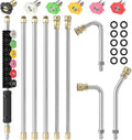 Sealegend 8FT Pressure Washer Extension Wand for Gutter Cleaning, Upgrade Power Washer Accessories with 6 Spray Nozzle Tips, 3 Gutter Cleaner Attachments Curved Rod, 1/4" Quick Connect, 4000 PSI
