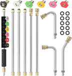 Sealegend 8FT Pressure Washer Extension Wand for Gutter Cleaning, Upgrade Power Washer Accessories with 6 Spray Nozzle Tips, 3 Gutter Cleaner Attachments Curved Rod, 1/4" Quick Connect, 4000 PSI