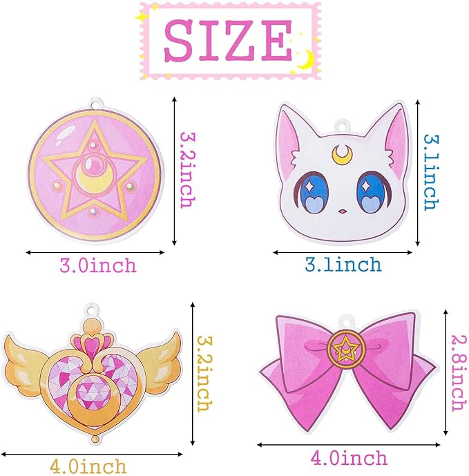 L1rabe Car Air Freshener Anime Moon Cat Artemis Incense Chips, 4 Styles and Scents of Anime Moon Cat Artemis Car Rearview Mirror Pendant Cute Aromatic Accessories Bedroom Closet Shoe Closet Deodorant