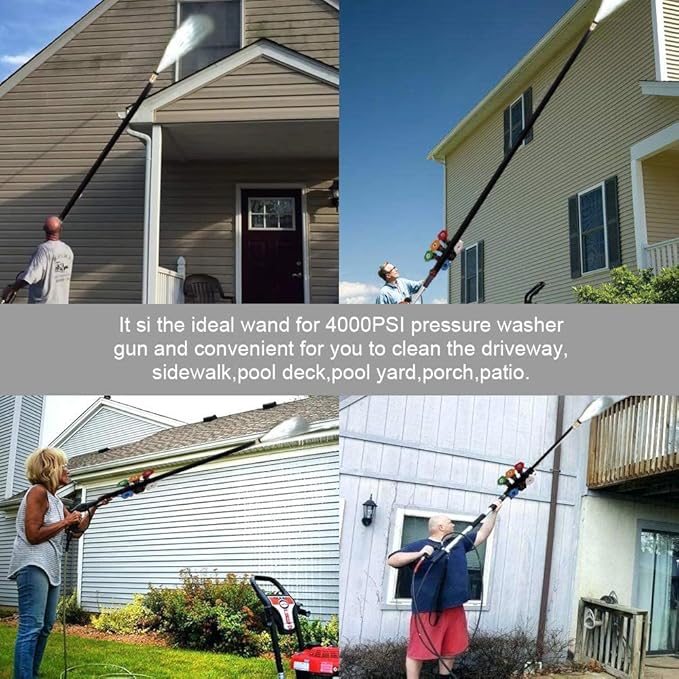 Selkie Pressure Washer Extension Wand - Upgrade Black Power Washer Lance with Spray Nozzle Tips,30°,90°,120° Curved Rod, 1/4’’Quick Connect, Replacement for Anti-Leaked Ring 4000 PSI