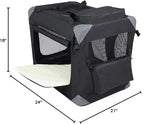 EliteField 3-Door Folding Soft Dog Crate with Carrying Bag and Fleece Bed (2 Year Warranty), Indoor & Outdoor Pet Home (24" L x 18" W x 21" H, Black)