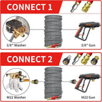 Pressure Washer Hose 150ft, 4200PSI 1/4 Inch Kink Resistant Power Washer Extension Hose, Flexible Heavy Duty Replacement Hose, Compatible with M22 14mm Fittings, High Tensile Wire Braid