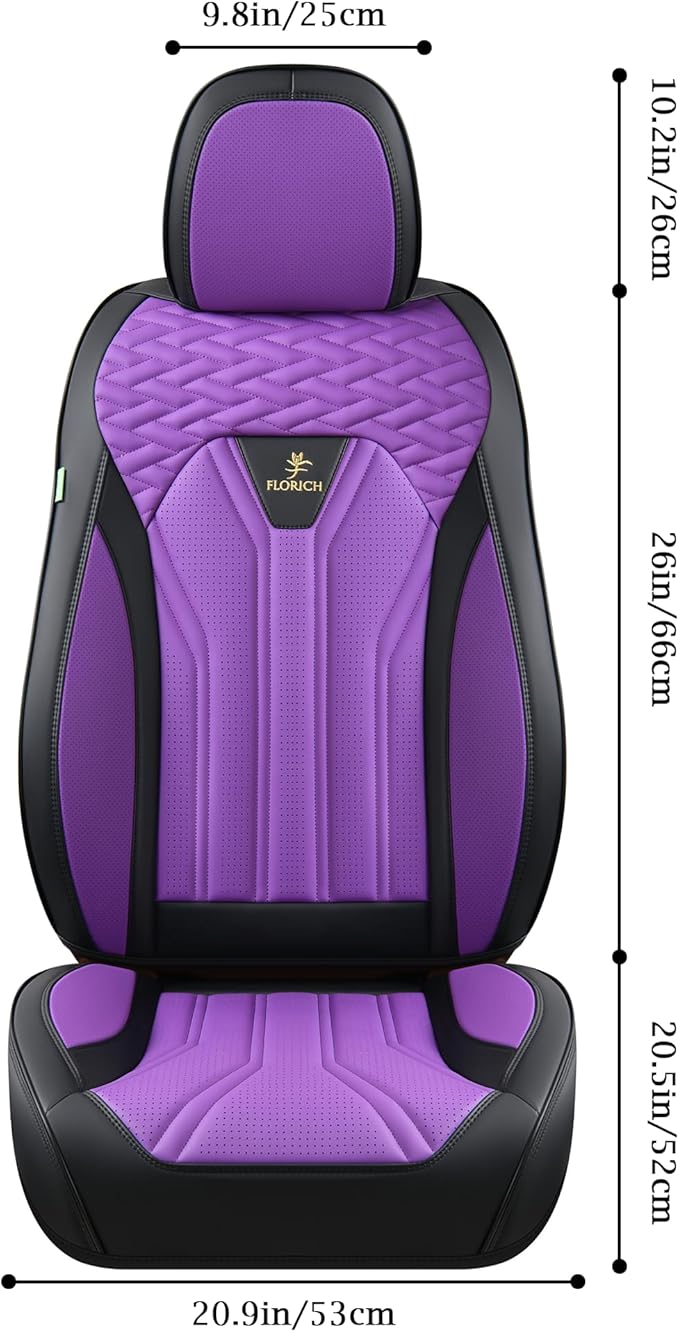 FLORICH Seat Covers for Cars, Waterproof Front Seat Covers, Purple Car Seat Covers 2 Pack, Universal Driver Seat Protector for Most Cars Trucks SUV