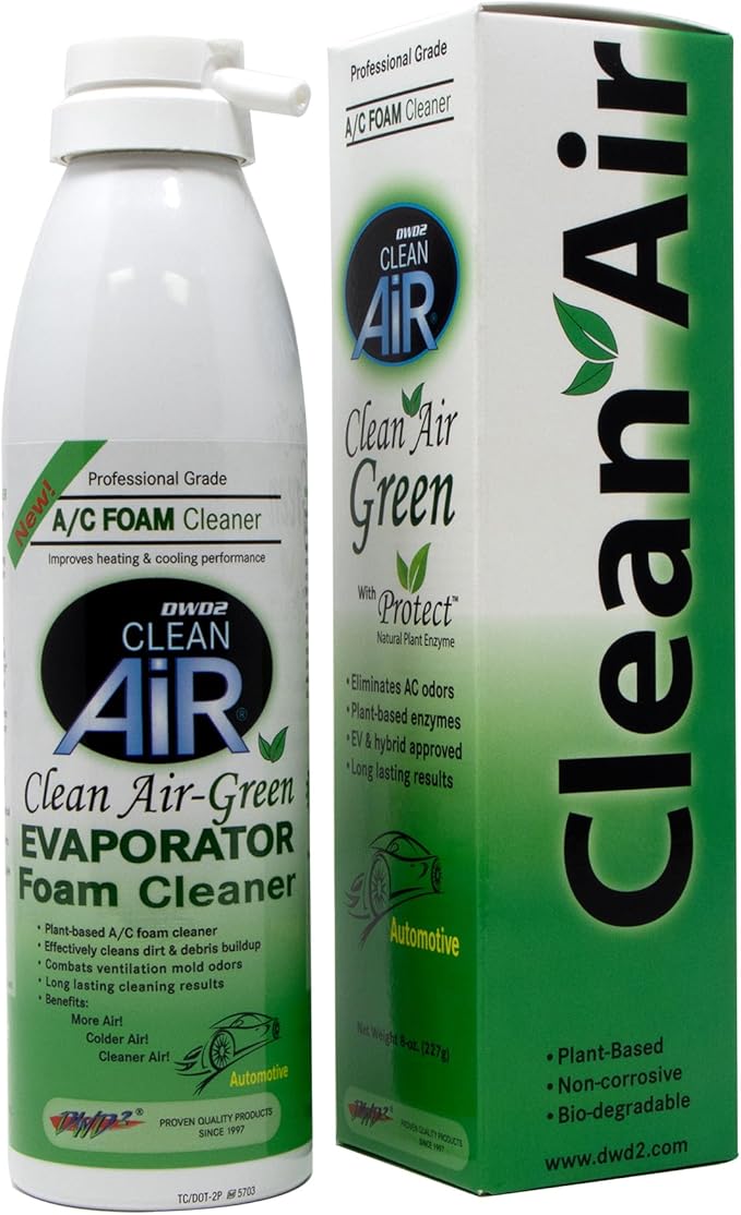 KEEP IT CLEAN Clean Air Green Eco-friendly Automotive Foaming AC Cleaner with Plant-Based Enzymes, Non-Toxic and Biodegradable Formula for Deep Cleaning and Odor Removal (8 oz.)
