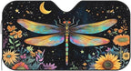 Floral Dragonfly Car Sun Shade Windshield Sunshade Foldable Front Window Shield Cover for Truck SUV