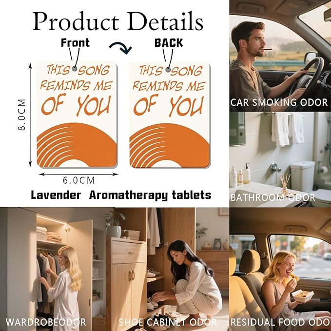 Vinyl Record Car Air Freshener 4 Pcs, Retro Music - themed Hanging Scents for Cars Closet Drawer Books, Car Accessories Mirror Decor for Music Lovers