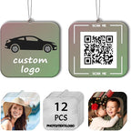 Custom Logo Air Fresheners - 12/24/48/72/96Pcs Wholesale Double-Sided Car Fresheners With Photo Text - Bulk Christmas Decoration Gifts (12 Square)