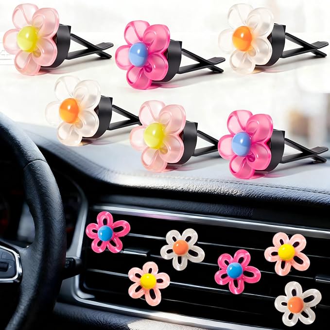 6Pcs Flower Air Vent Clip Car Accessories Air Freshener Dashboard Accessories Charm Car Inter Decor