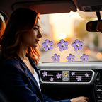 6 Pcs Daisy Air Vent Clips, Cute Flower Air Conditioning Outlet Clip Car Air Fresheners Vent Clips Car Interior Decor Charm Decoration Cute Accessories for Women Girls + Mask Hook(Purple)