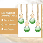uxcell 8pcs Hanging Car Air Freshener Perfume Bottle, 10ml Pendant Empty Clear/Green Glass Essential Oil Aromatherapy Diffuser with Wooden Cap for Car Decor (Clear/Green, Round)