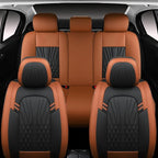 Leather Car Seat Covers,Car Seat Protector Waterproof,Seat Covers Full Set, Car Seat Protectors 5 Seats,Automotive Seat Covers Fit Most Cars Black&Brown