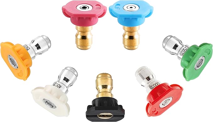 Tool Daily Pressure Washer Tips, Set of 7 Power Washer Nozzle Tips Multiple Degrees, 1/4 Inch Quick Connect, 3.5 GPM
