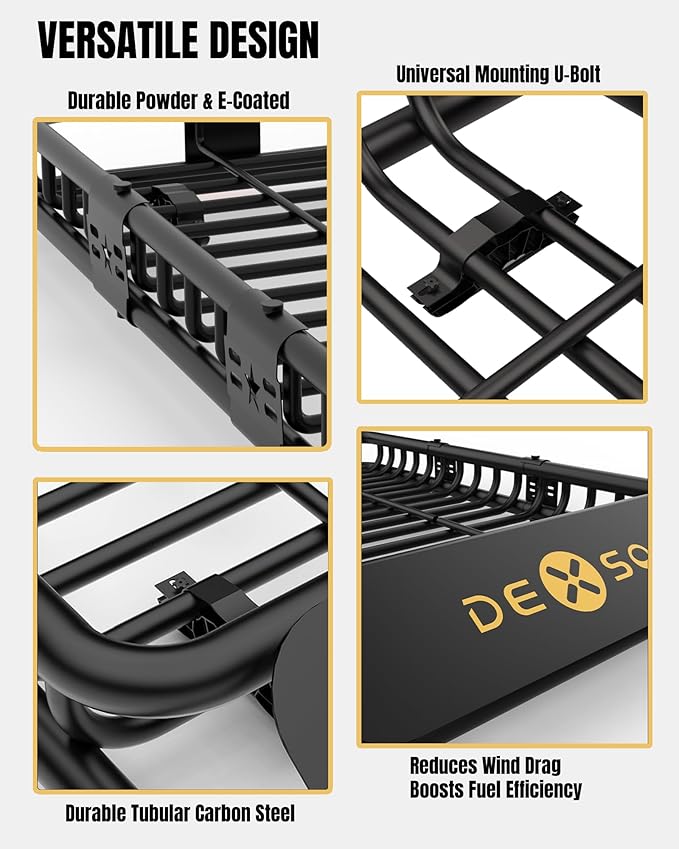51" x 36" Universal Roof Rack Basket, 200 Lbs Capacity Rooftop Cargo Carrier Basket with 15 Cubic Feet (44" x 34" x 17") Waterproof Luggage Bag, for Suvs, Trucks, Vehiclesor Suvs, Trucks, Vehicles