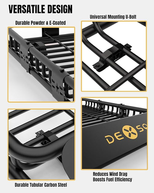 64" x 39" Universal Roof Rack Basket, 200 Lbs Capacity Rooftop Cargo Carrier Basket with 21 Cubic Feet (52" x 39" x 18") Waterproof Luggage Bag, for Suvs, Trucks, Vehiclesor Suvs, Trucks, Vehicles
