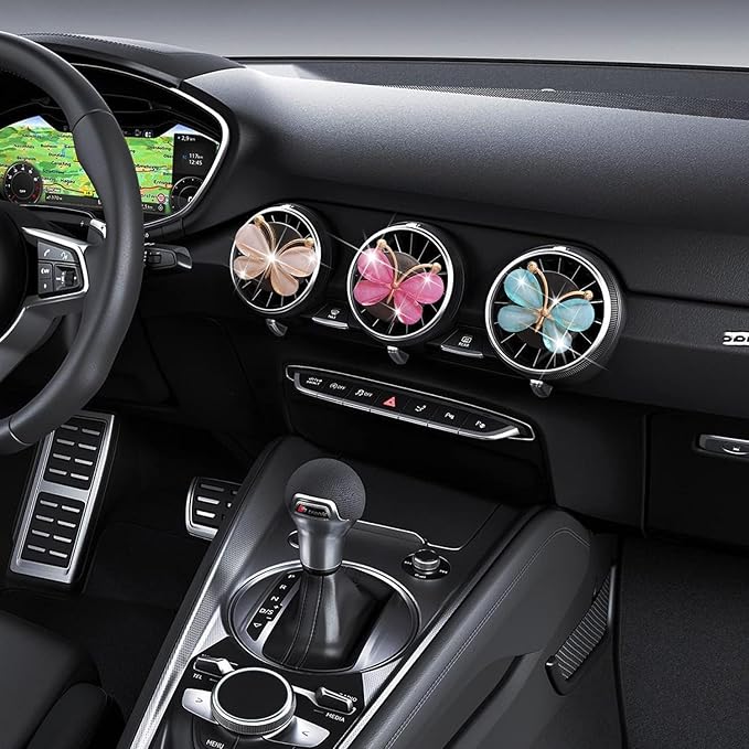 3Pcs Cute Butterfly Car Clip, Interior Accessories,Flowers Car Charm Air Vent Accessories Cute Automotive Interior Trim Car Decorations Gift for Girls and Women，Automotive Air Fresheners