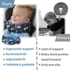 SKYTRAX® Certified Kids Safe Memory Foam Travel Neck Pillows for Kids and Toddlers, Cute Cartoon Design, Car Seat & Airplane Head Neck Support, Adjustable Snap Buttons, Washable Soft Cover (Dinosaur)