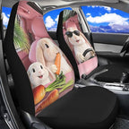 Cute Car Seat Covers Breathable Car Seat Covers for Front Seats Rabbit Removable Automotive Accessories Anti-Slip Back Fabric Compatible with Most Cars,SUV,Sedan