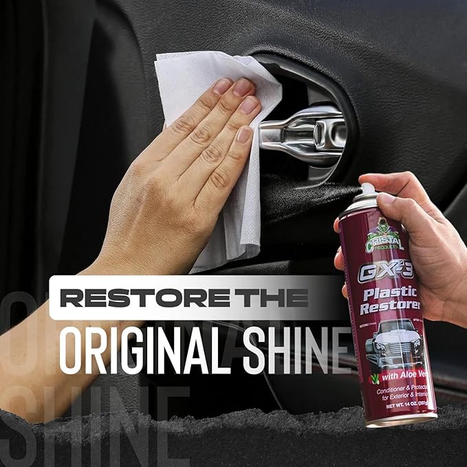 GX-3 Plastic Restorer – Black Plastic Restorer for Cars & Automotive Trim Restorer – Interior Car Cleaner & Exterior Faded Plastic, Vinyl & Rubber Renewer with Aloe Vera 2PK (8 fl oz)