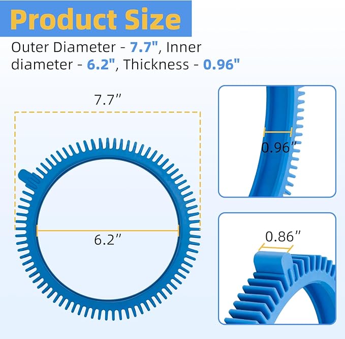 Pool Cleaner Tires with Super Hump Compatible with Hayward Poolvergnuegen 2X 4X Pool Vacuum Wheels, 896584000-143 Blue Front Tire Also fit for Hayward Phoenix Pressure Pool Cleaner Parts 2 Pack