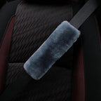 Soft & Cozy Australian Sheepskin Car Seat Belt Covers,2 Pack Fluffy Seatbelt Pads, Genunie Sheepskin Fur Shoulder Straps Cushions for Adults Kids Women and Men (Blue Grey)