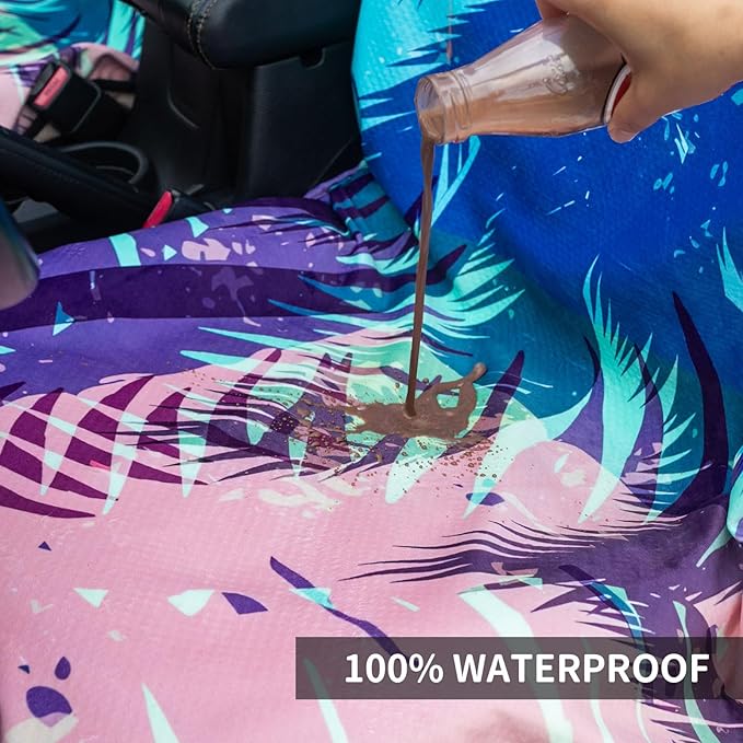 Universal Car Seat Cover with Non-Slip Back Hawaii Style - Portable Auto Seat Cushion Fit for Cars Truck SUV Seats - Waterproof Carseat Protector Great for Dog or Kid Outdoor Sport Activities