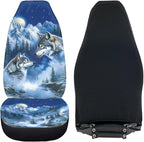 Forest Wolf Car Seat Covers Universal Front Car Seats Breathable Anti-Slip Back Fabric Removable Automotive Accessories Suitable for Cars SUV