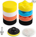 3 Inch Drill Buffing Pad, 11 Pcs Car Foam Polishing Pads Kit, Drill Buffer Polisher Attachment Buffing Kit for Car Polishing, Waxing, Sealing Glaze
