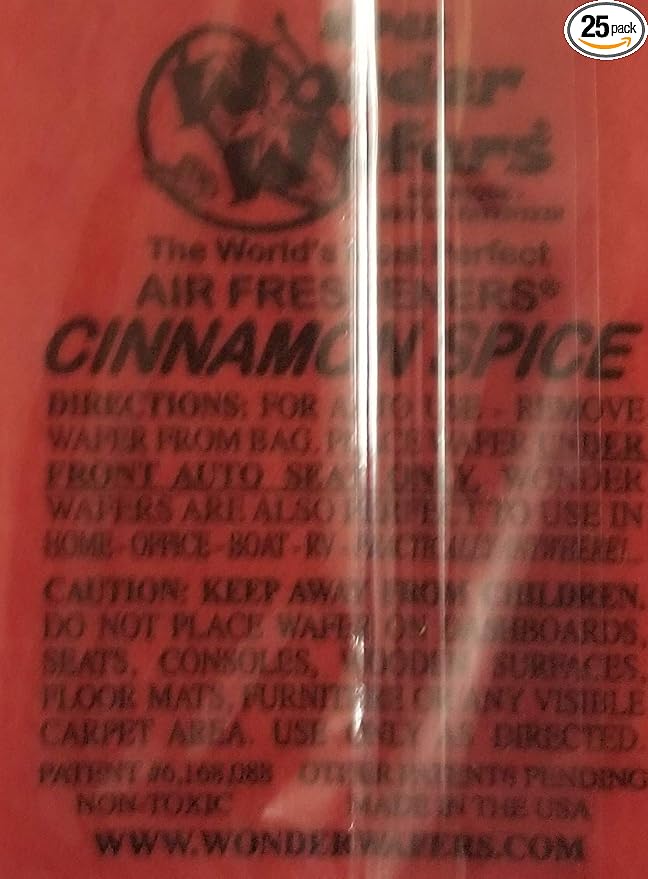 Wonder Wafers 25 CT Individually Wrapped Cinnamon Spice Air Fresheners