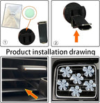 6 Pcs Black Daisy Air Vent Clips, Cute Flower Car Air Fresheners Vents Clips Diamond Vent Clip Car Interior Decor Charm Bling Accessories Decoration for Women (silvery, 2)