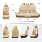 Coverado Car Seat Covers, Front Covers for Cars, Car Seat Cover Front Seats, Automotive Seat Cover, Waterproof, Leather Car Seat Cushion, Universal Interior Seat Protectors for Most Cars Beige