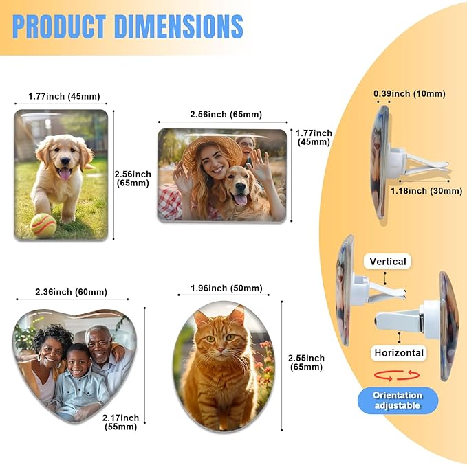 Personalized Car Air Vent Clip Pack of 2 with Your Photo and Text,Custom Different Scents Car Air Vent Clip,Interior Decoration,Decorative Accessories